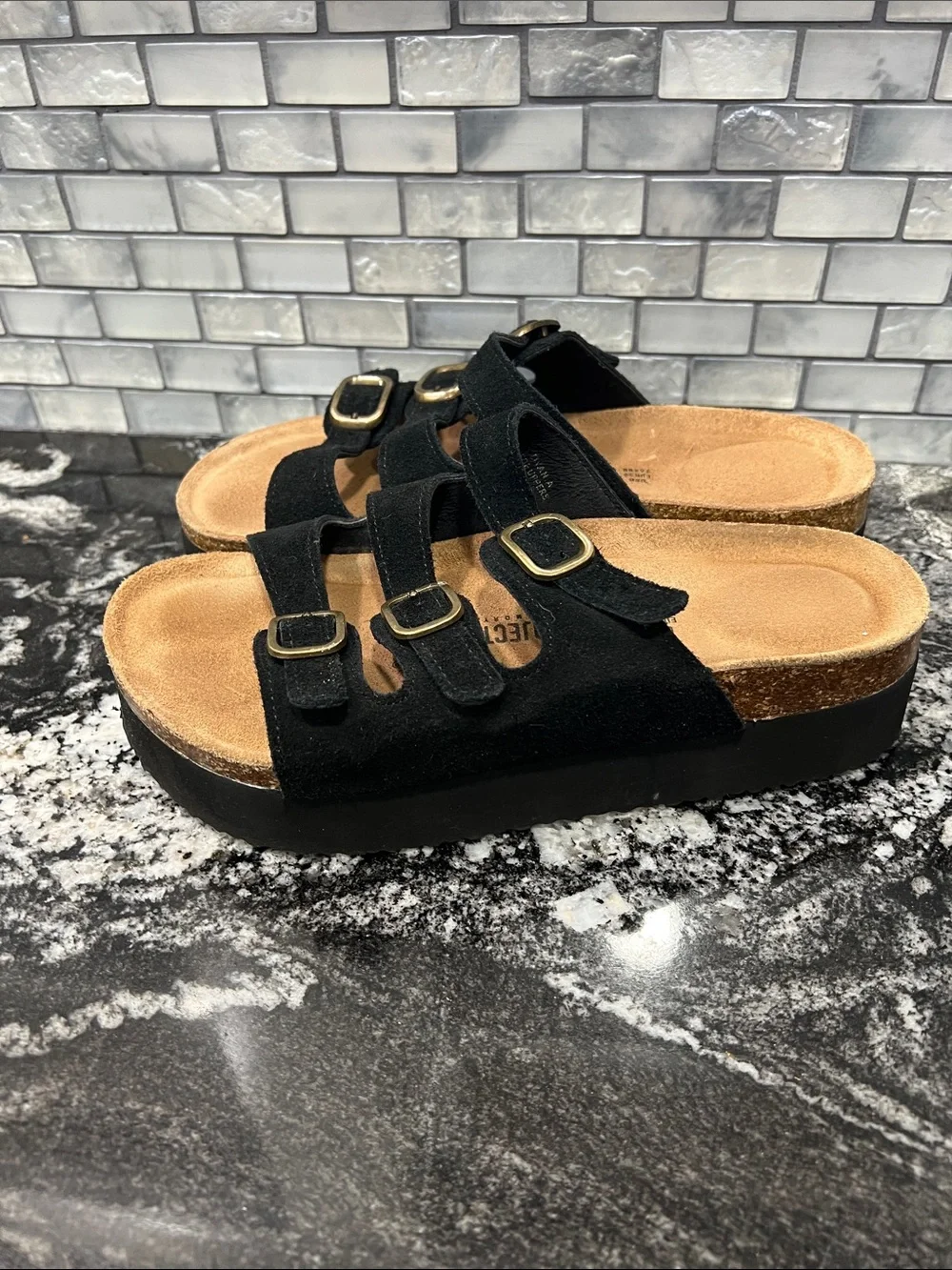 Project Cloud Triple-Strap Suede Slide Sandals